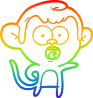 arco iris degradado línea dibujo de un dibujos animados conmocionado mono png