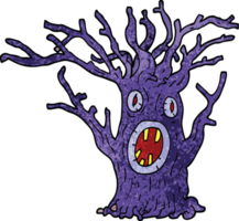 caricatura, garabato, espeluznante, árbol png