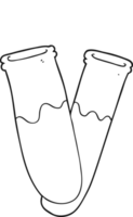 hand drawn black and white cartoon chemicals in test tubes png