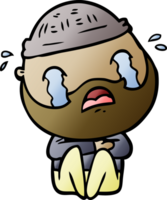 cartoon bearded man crying png