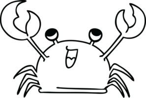 line drawing quirky cartoon happy crab png