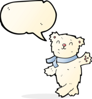 cartoon waving teddy polar bear with speech bubble png