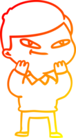 warm gradient line drawing of a cartoon boy png