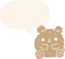 cute cartoon bear with speech bubble in retro style png