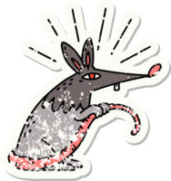 worn old sticker of a tattoo style sneaky rat png