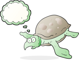 hand- getrokken gedachte bubbel tekenfilm schildpad png