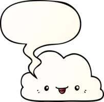 cute cartoon cloud with speech bubble in smooth gradient style png