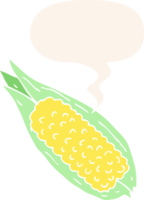 cartoon corn with speech bubble in retro style png