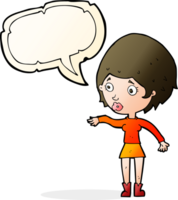 cartoon concerned woman reaching out with speech bubble png