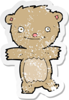 retro distressed sticker of a cartoon teddy bear png