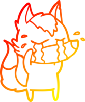 warm gradient line drawing of a cartoon crying wolf png