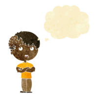 cartoon boy with growth on head with thought bubble png