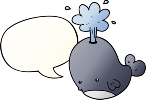 dibujos animados escupir ballena con habla burbuja en suave degradado estilo png