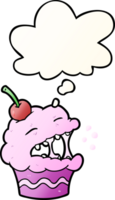 desenho animado Bolinho com pensamento bolha dentro suave gradiente estilo png