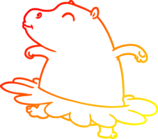 warm gradient line drawing of a cartoon hippo ballerina png