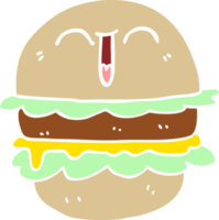 flat color illustration cartoon burger png