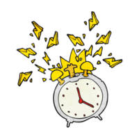 hand textured cartoon ringing alarm clock png