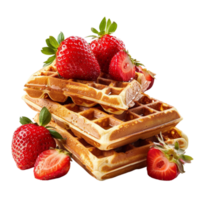 faço perfeito waffles com fresco morangos png