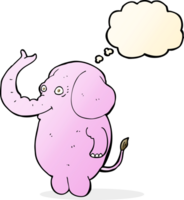 Elefante divertido de dibujos animados con burbujas de pensamiento png