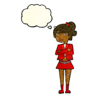 cartoon cool girl with thought bubble png