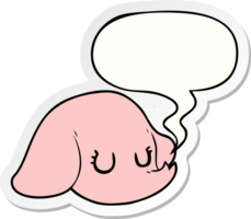 desenho animado elefante face com discurso bolha adesivo png