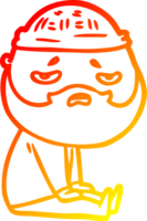 chaud pente ligne dessin de une dessin animé inquiet homme avec barbe png