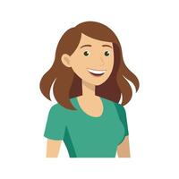 Happy young woman looking away with a smile while standing in a studio flat illustration on white background vector