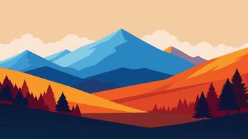 Colorful autumn landscape in the Carpathian mountains, Beauty of nature flat illustration Background vector