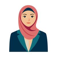 Portriat of a muslim busimess woman, flat illustration. vector