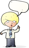 cartoon school boy answering question with speech bubble png