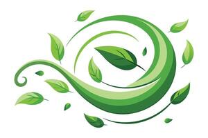 Greenery leaves flying swirl movement, illustration vector