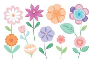 ilustración conjunto de flores vector