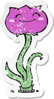 adesivo retrô angustiado de uma flor de desenho animado png