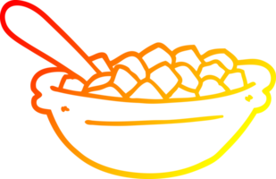 warm gradient line drawing of a cartoon cereal bowl png