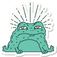 sticker of a tattoo style toad character png