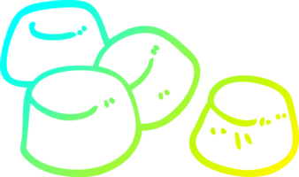 cold gradient line drawing of a cartoon tasty marshmallows png