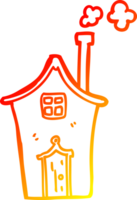 warm gradient line drawing of a cartoon house png