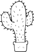 hand drawn black and white cartoon cactus png