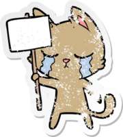 pegatina angustiada de un gato de dibujos animados llorando png