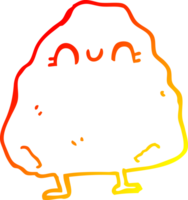 warm gradient line drawing of a cartoon rock png