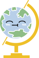flat color retro cartoon of a globe of the world png