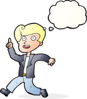 cartoon man with great idea with thought bubble png