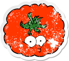 distressed sticker of a cartoon tomato png