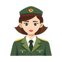 Courageous female soldier returning home from the army flat illustration on white background vector