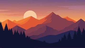 Beautiful summer landscape in the mountains. Beauty of nature Background, Flat illustration vector