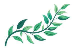 Greenery long leaves branch relaxing flow, flat illustration vector