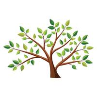 Tree branches leaves tall layout, flat illustration. vector