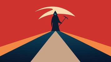 Grim Reaper on the road. Flat illustration vector