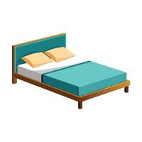 Modern double bed minimalist cutout flat illustration vector