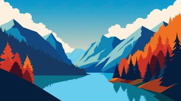 Colorful autumn landscape in Italian Alps, Naturpark Fanes-Sennes-Prags, Dolomite, Italy, Europe.illustration Beauty of nature concept background. vector